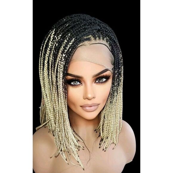 Handmade Braided Lace Wigs, Bob cut, ombre Micro millions braids. Short NWT - Picture 2 of 10